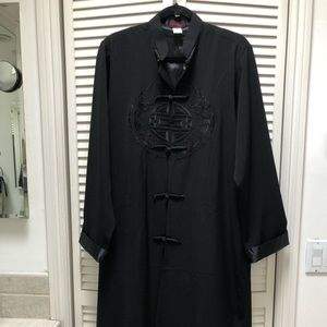 Long black ankle length light weight coat